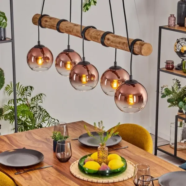 hofstein Koyoto Suspension, Boule lumineuse, Suspension Écru, Noir, 5 lumières* Lampes Modernes