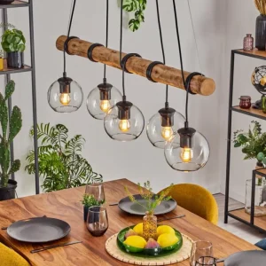 hofstein Koyoto Suspension, Boule lumineuse, Suspension Écru, Noir, 5 lumières* Lampes Modernes