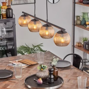 hofstein Koyoto Suspension, Boule lumineuse, Suspension Ambre, 4 lumières* Lampes Modernes
