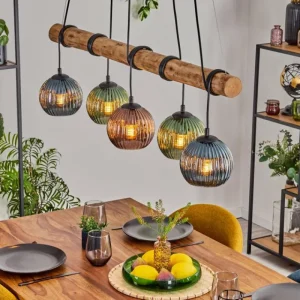 hofstein Koyoto Suspension, Boule lumineuse, Suspension Écru, Noir, 5 lumières* Lampes Modernes