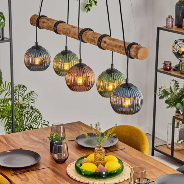 hofstein Koyoto Suspension, Boule lumineuse, Suspension Écru, Noir, 5 lumières* Lampes Modernes
