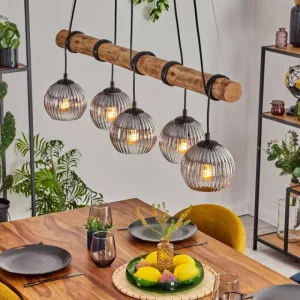 hofstein Koyoto Suspension, Boule lumineuse, Suspension Écru, Noir, 5 lumières* Lampes Modernes