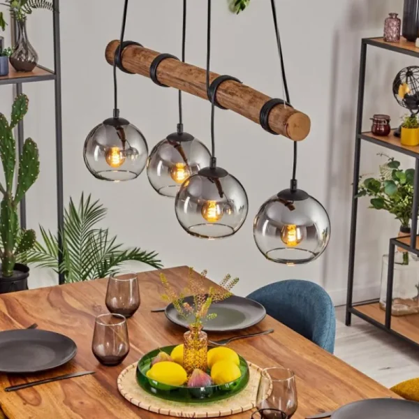 hofstein Koyoto Suspension, Boule lumineuse, Suspension Écru, Noir, 4 lumières* Lampes Modernes