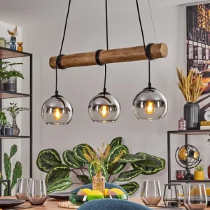 hofstein Koyoto Suspension, Boule lumineuse, Suspension Écru, Noir, 3 lumières* Lampes Modernes