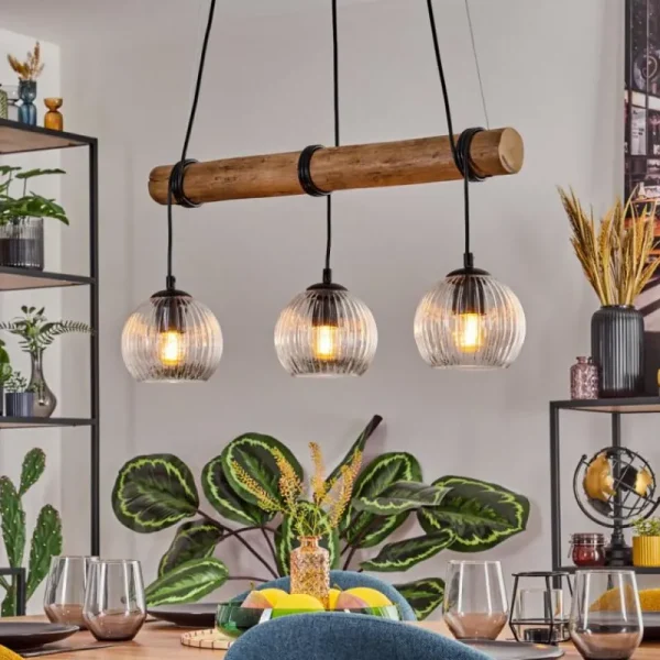 hofstein Koyoto Suspension, Boule lumineuse, Suspension Écru, Noir, 3 lumières* Lampes Modernes