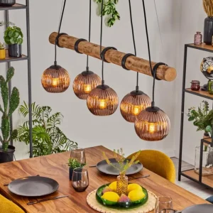 hofstein Koyoto Suspension, Boule lumineuse, Suspension Écru, Noir, 5 lumières* Lampes Modernes