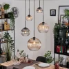 hofstein Koyoto Suspension, Boule lumineuse, Suspension grappe Ambre, Clair, Fumé, 5 lumières* Lampes Modernes