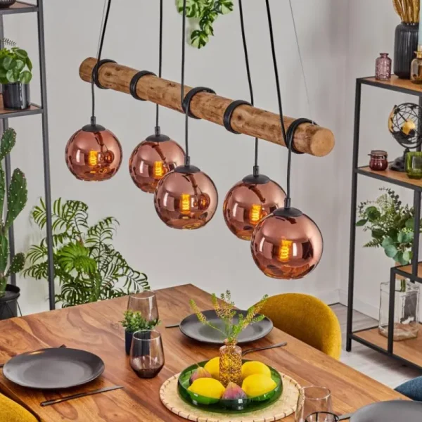 hofstein Koyoto Suspension, Boule lumineuse, Suspension Écru, Noir, 5 lumières* Lampes Modernes