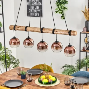 hofstein Koyoto Suspension, Boule lumineuse, Suspension Écru, Noir, 5 lumières* Lampes Modernes