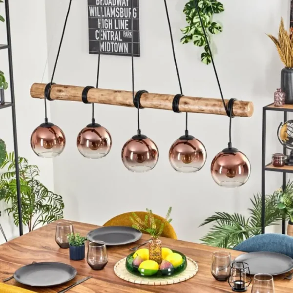 hofstein Koyoto Suspension, Boule lumineuse, Suspension Écru, Noir, 5 lumières* Lampes Modernes