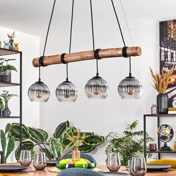 hofstein Koyoto Suspension, Boule lumineuse, Suspension Écru, Noir, 4 lumières* Lampes Modernes