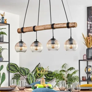 hofstein Koyoto Suspension, Boule lumineuse, Suspension Écru, Noir, 4 lumières* Lampes Modernes