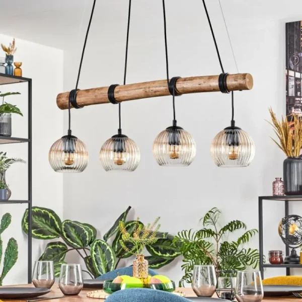 hofstein Koyoto Suspension, Boule lumineuse, Suspension Écru, Noir, 4 lumières* Lampes Modernes