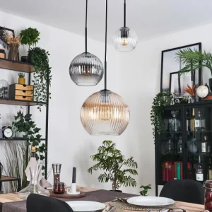 hofstein Koyoto Suspension, Boule lumineuse, Suspension Noir, 3 lumières* Lampes Modernes