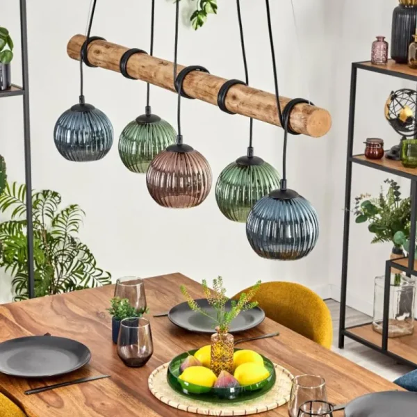 hofstein Koyoto Suspension, Boule lumineuse, Suspension Écru, Noir, 5 lumières* Lampes Modernes