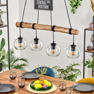 hofstein Koyoto Suspension, Boule lumineuse, Suspension Écru, Noir, 4 lumières* Lampes Modernes