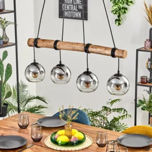 hofstein Koyoto Suspension, Boule lumineuse, Suspension Écru, Noir, 4 lumières* Lampes Modernes