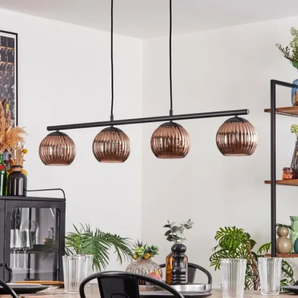hofstein Koyoto Suspension, Boule lumineuse, Suspension Cuivré, 4 lumières* Lampes Modernes