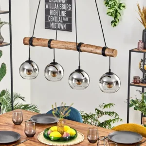 hofstein Koyoto Suspension, Boule lumineuse, Suspension Écru, Noir, 4 lumières* Lampes Modernes