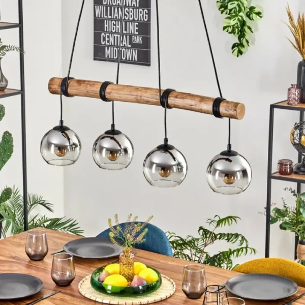 hofstein Koyoto Suspension, Boule lumineuse, Suspension Écru, Noir, 4 lumières* Lampes Modernes