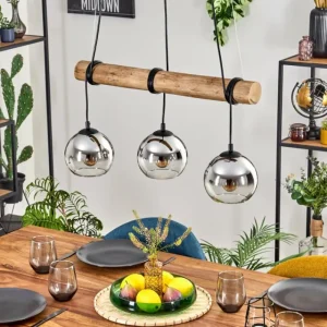 hofstein Koyoto Suspension, Boule lumineuse, Suspension Écru, Noir, 3 lumières* Lampes Modernes