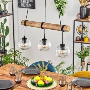 hofstein Koyoto Suspension, Boule lumineuse, Suspension Écru, Noir, 3 lumières* Lampes Modernes
