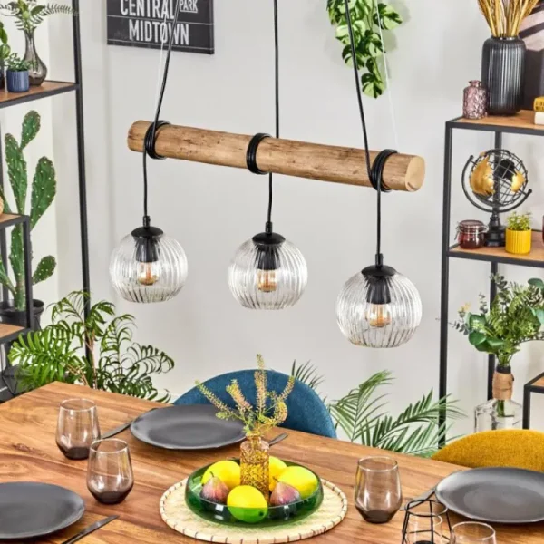 hofstein Koyoto Suspension, Boule lumineuse, Suspension Écru, Noir, 3 lumières* Lampes Modernes