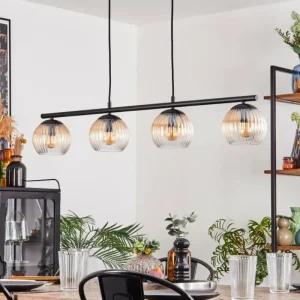 hofstein Koyoto Suspension, Boule lumineuse, Suspension Ambre, Clair, 4 lumières* Lampes Modernes