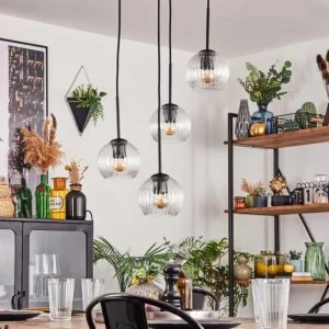hofstein Koyoto Suspension, Boule lumineuse, Suspension 35 cm Clair, 4 lumières* Lampes Modernes