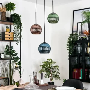hofstein Koyoto Suspension, Boule lumineuse, Suspension Noir, 3 lumières* Lampes Modernes