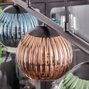 hofstein Koyoto Suspension, Boule lumineuse, Suspension Bleu, Vert, Cuivré, 3 lumières* Lampes Modernes