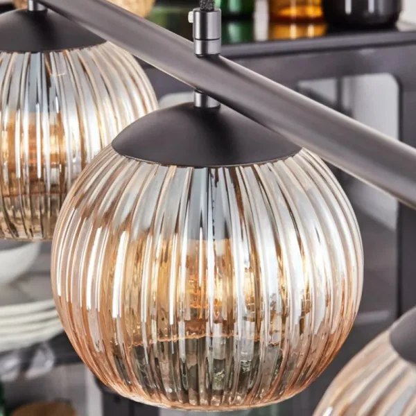 hofstein Koyoto Suspension, Boule lumineuse, Suspension Ambre, 4 lumières* Lampes Modernes