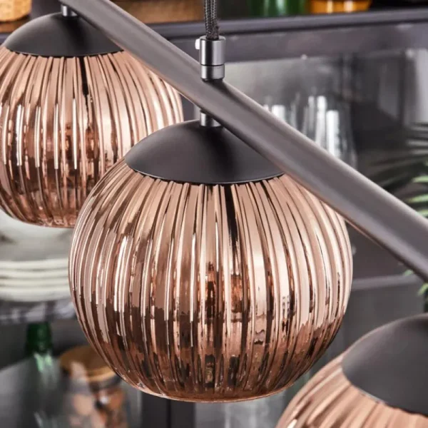 hofstein Koyoto Suspension, Boule lumineuse, Suspension Cuivré, 4 lumières* Lampes Modernes