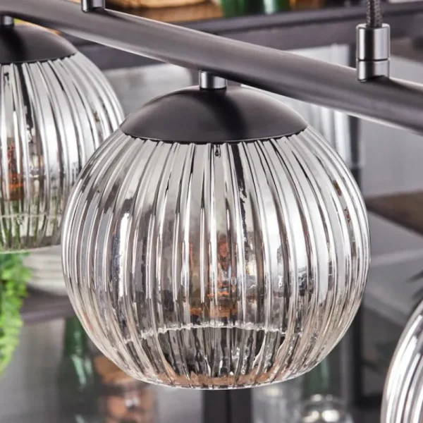 hofstein Koyoto Suspension, Boule lumineuse, Suspension Clair, Fumé, 3 lumières* Lampes Modernes
