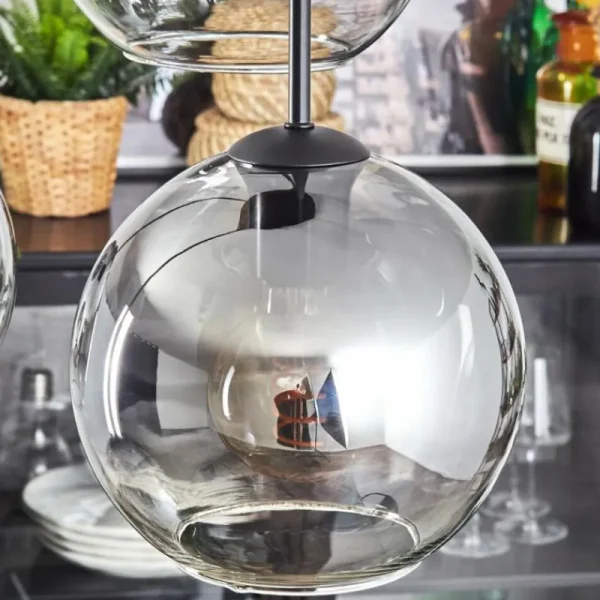 hofstein Koyoto Suspension, Boule lumineuse Clair, Fumé, 4 lumières* Lampes Modernes