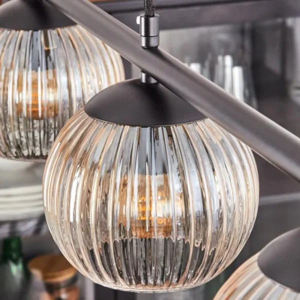 hofstein Koyoto Suspension, Boule lumineuse, Suspension Ambre, Clair, 4 lumières* Lampes Modernes