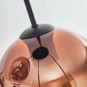 hofstein Koyoto Suspension, Boule lumineuse 35 cm Clair, Cuivré, 4 lumières* Lampes En Verre