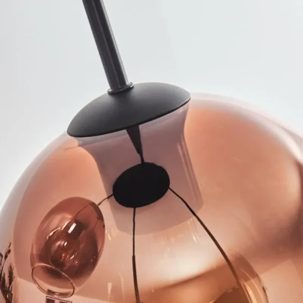 hofstein Koyoto Suspension, Boule lumineuse 35 cm Clair, Cuivré, 4 lumières* Lampes En Verre