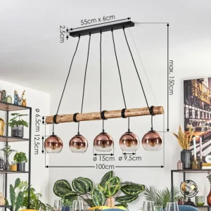 hofstein Koyoto Suspension, Boule lumineuse, Suspension Écru, Noir, 5 lumières* Lampes Modernes
