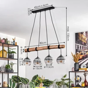 hofstein Koyoto Suspension, Boule lumineuse, Suspension Écru, Noir, 4 lumières* Lampes Modernes