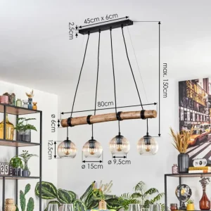 hofstein Koyoto Suspension, Boule lumineuse, Suspension Écru, Noir, 4 lumières* Lampes Modernes