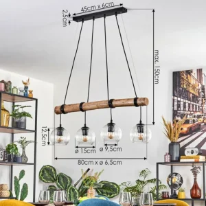 hofstein Koyoto Suspension, Boule lumineuse, Suspension Écru, Noir, 4 lumières* Lampes Modernes
