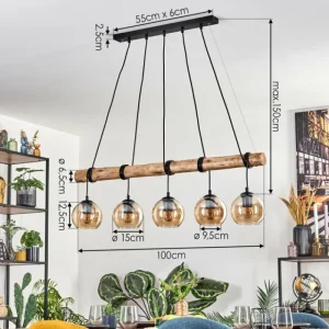 hofstein Koyoto Suspension, Boule lumineuse, Suspension Écru, Noir, 5 lumières* Lampes Modernes