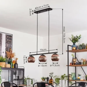hofstein Koyoto Suspension, Boule lumineuse, Suspension Cuivré, 3 lumières* Lampes Modernes