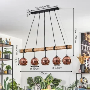hofstein Koyoto Suspension, Boule lumineuse, Suspension Écru, Noir, 5 lumières* Lampes Modernes