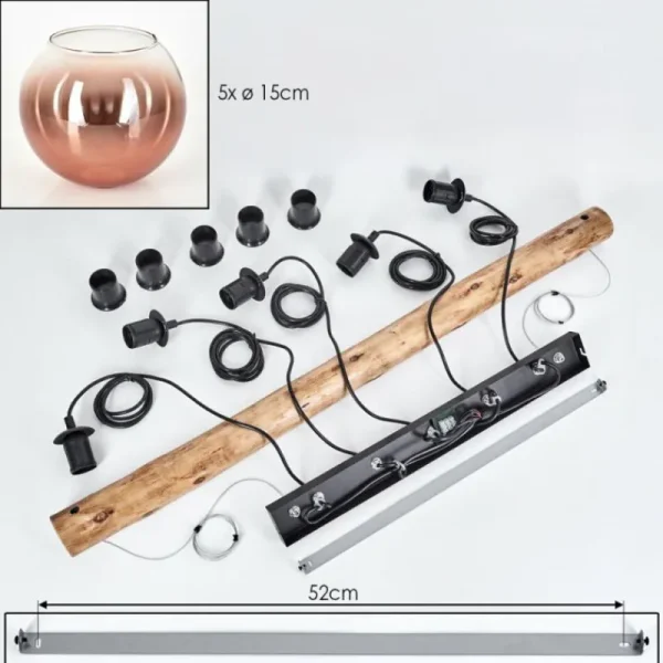 hofstein Koyoto Suspension, Boule lumineuse, Suspension Écru, Noir, 5 lumières* Lampes Modernes