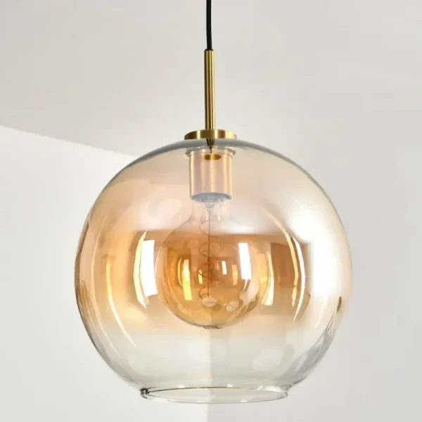 hofstein Koyoto Suspension, Boule lumineuse, Suspension Or, Noir, 1 lumière* Lampes En Verre