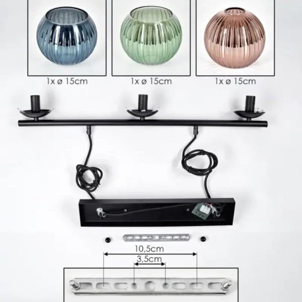 hofstein Koyoto Suspension, Boule lumineuse, Suspension Bleu, Vert, Cuivré, 3 lumières* Lampes Modernes