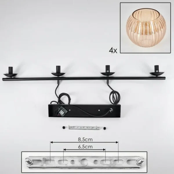 hofstein Koyoto Suspension, Boule lumineuse, Suspension Ambre, 4 lumières* Lampes Modernes