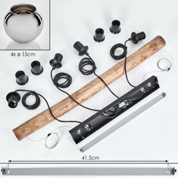 hofstein Koyoto Suspension, Boule lumineuse, Suspension Écru, Noir, 4 lumières* Lampes Modernes